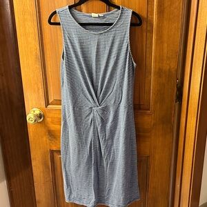 GAP Navy and White Striped Twist Midi Dress